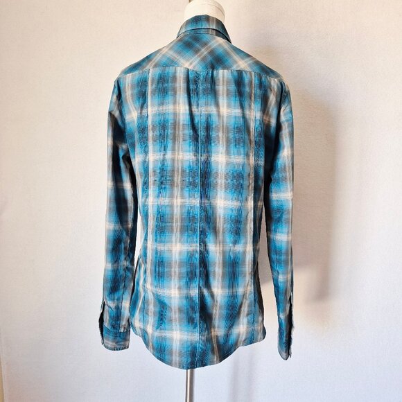 KUHL Outdoor Camping Button-Up Shirt Lightweight Blue Plaid Long Sleeve Pocket - Picture 6 of 14